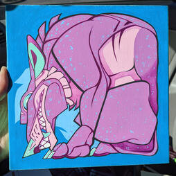 little square creature - 2022, acrylic gouache and vinyl on canvas